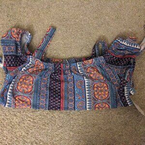 Bobbie Brooks Floral Off the Shoulder Top Blouse Women's Small